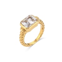 Gold Plated Square Zircon Ring