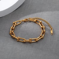 Image 1 of Gold Plated U Link Stainless Steel Bracelet