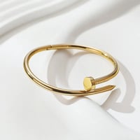 18K Gold Plated Thick Nail Bangle Bracelet 