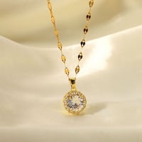 Image 1 of  Gold Plated Stainless Steel Zircon Pendant Necklace