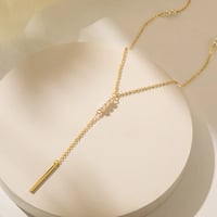 Image 1 of Gold Plated Y Shape Imitation Pearl Necklace