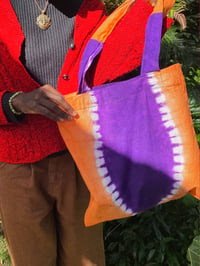 Image 2 of Orange + Purple Adire Tote Bag : Decision Sacred Art Gallery