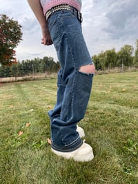 Image 3 of TNG Triple Hemmed Split Knee Denim Jeans