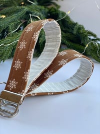 Image 4 of Brown with Snowflakes Fabric Key Fobs - FREE SHIPPING!