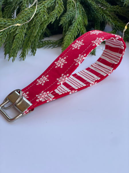 Image of Red Snowflakes Fabric Key Fobs - FREE SHIPPING!