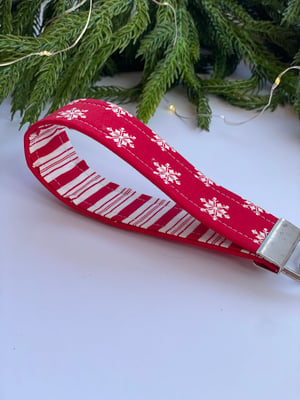 Image of Red Snowflakes Fabric Key Fobs - FREE SHIPPING!