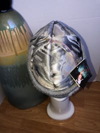 Image 3 of H.O.D. Knitted Brim Hat  Mixed Grays Camu Fabric Crown W/White & Gray Skull  Knitted Brim 