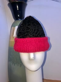 Image 1 of H.O.D. Black Leather & Beaver Fur Crown With Cable Knitted Brim  