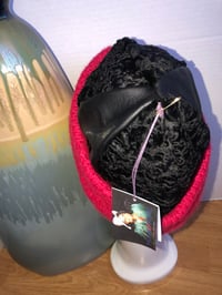 Image 3 of H.O.D. Black Leather & Beaver Fur Crown With Cable Knitted Brim  
