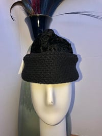 Image 1 of H.O.D. All Black Beaver Fur Crown With Waffle Knitted Black Brim