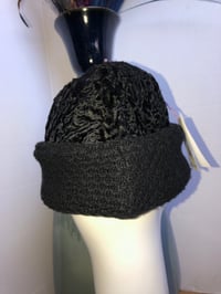 Image 4 of H.O.D. All Black Beaver Fur Crown With Waffle Knitted Black Brim