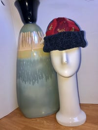 Image 2 of H.O.D. Red Textured Animal Design Mixed With Tweed Denim Panels & Chinelle Navy Blue Brim   
