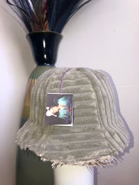 Image 4 of H.O.D. Bucket Hat Grey Puffy Velvet, Reverse Side Knitted Fabric And Printed Denim Panels