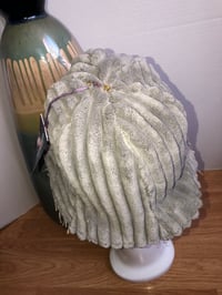 Image 2 of H.O.D. Bucket Hat Grey Puffy Velvet, Reverse Side Knitted Fabric And Printed Denim Panels