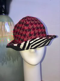 Image 4 of H.O.D. Reversible Black & Cream Velvet, Reverse Side Red and Black Houndstooth Woven Fabric  