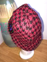 Image 5 of H.O.D. Reversible Black & Cream Velvet, Reverse Side Red and Black Houndstooth Woven Fabric  