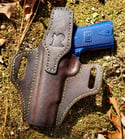 5" 1911 Camo and Dark Brown ruff out pancake holster.