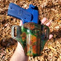 5" 1911 Camo and Dark Brown ruff out pancake holster.