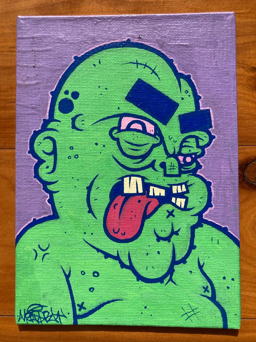 GREEN BUMHEAD CANVAS PANEL | Uzio Art