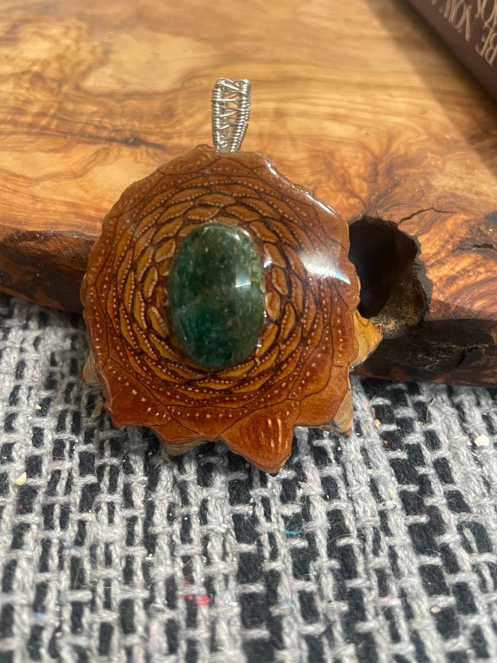 Image of Green Jasper Pinecone Charm| Handmade PNW Jewelry | #42