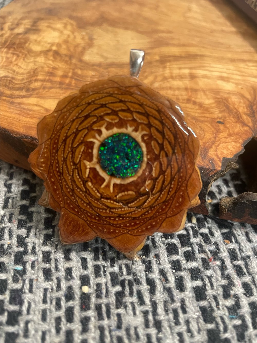 Image of Crushed Opal Pinecone Charm | Handmade PNW Jewelry | #26