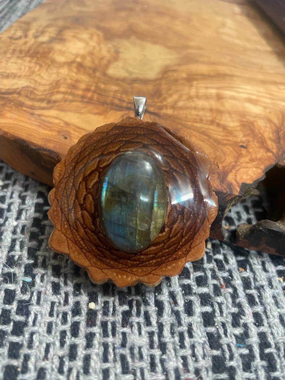 Image of Labradorite Pinecone Charm | Handmade PNW Jewelry | #41
