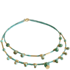 Ltd Ed - Gold Turquoise Green Disc Necklace