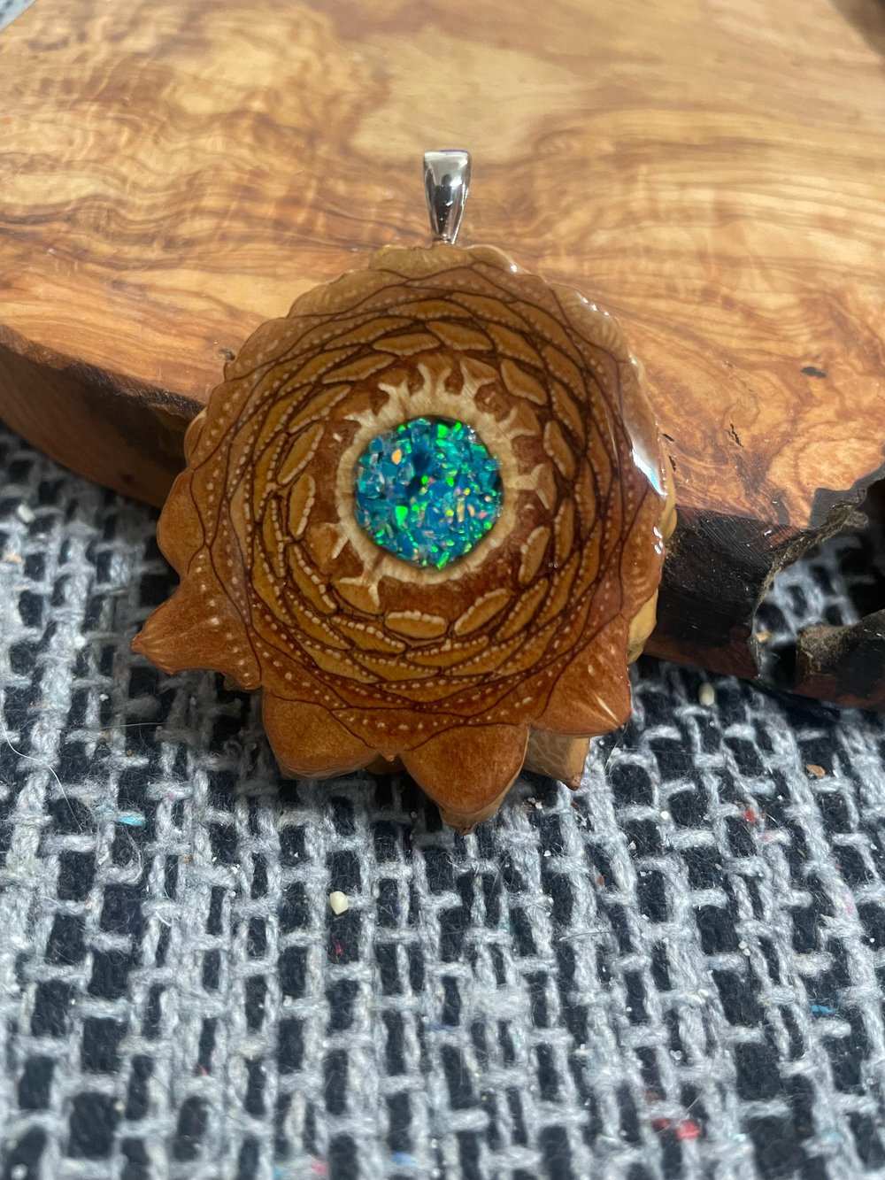 Image of Crushed Opal Pinecone Charm | Handmade PNW Jewelry | #25
