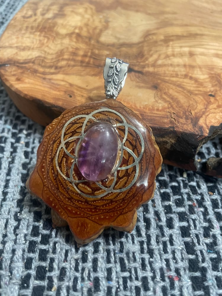 Image of Amethyst Seed Of Life Pinecone Pendant #18