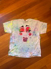 Image 2 of Grumble Face on T Shirt tie dye blues, greens, rainbow (2XL)