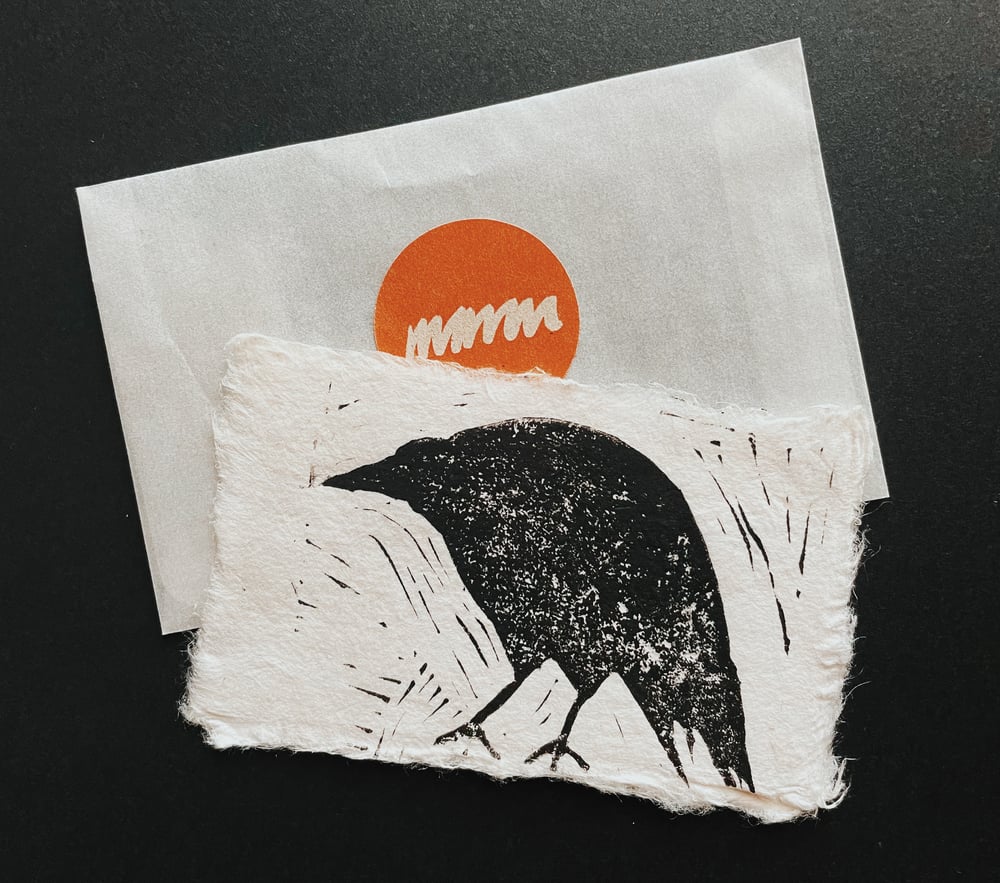 Crow Lino Print