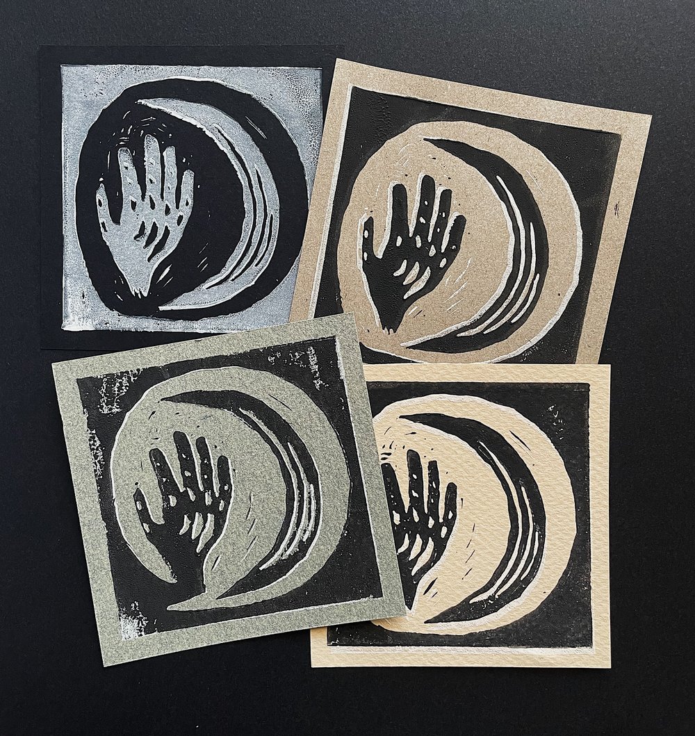 Moon hand - lino print