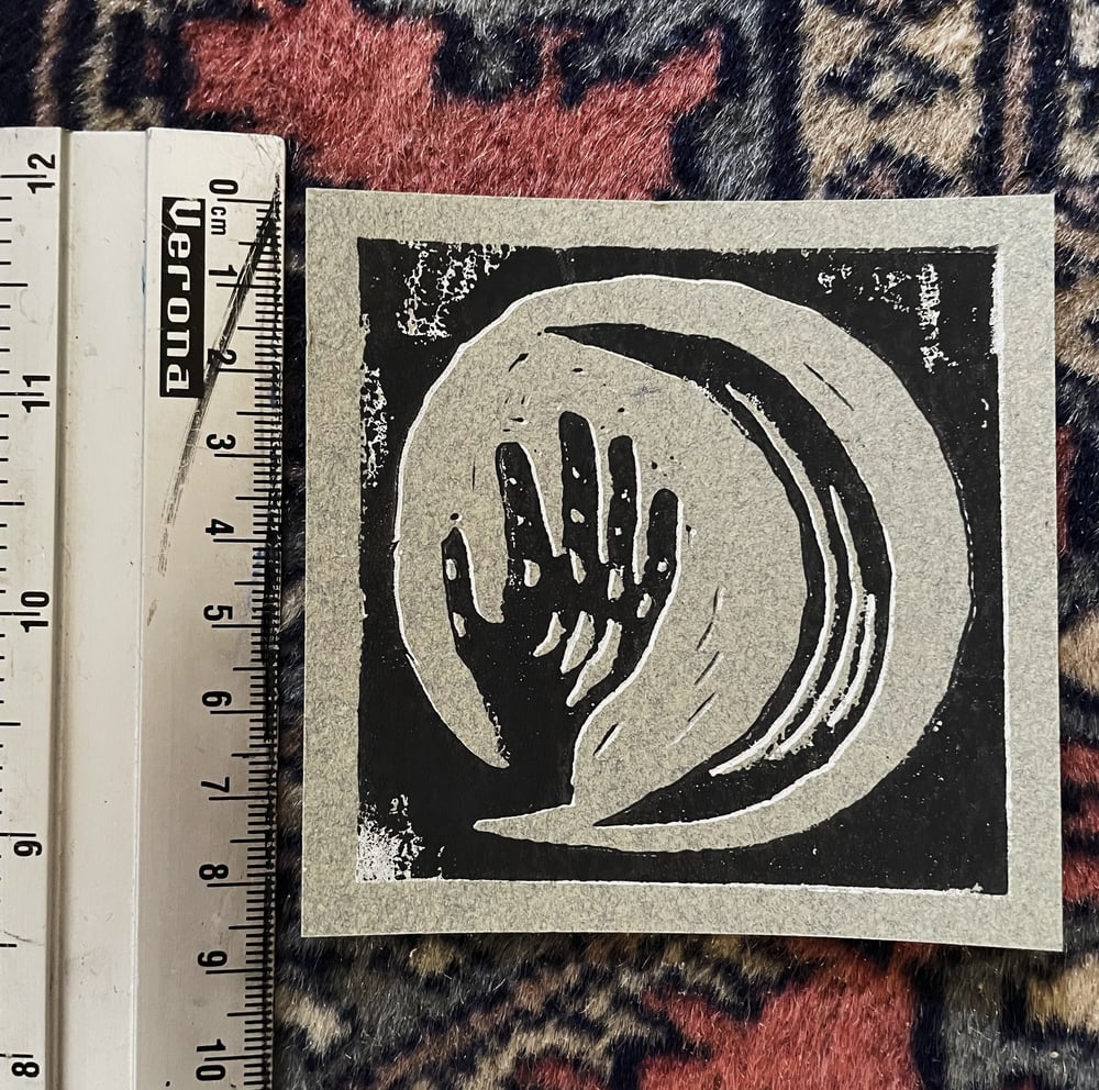Moon hand - lino print