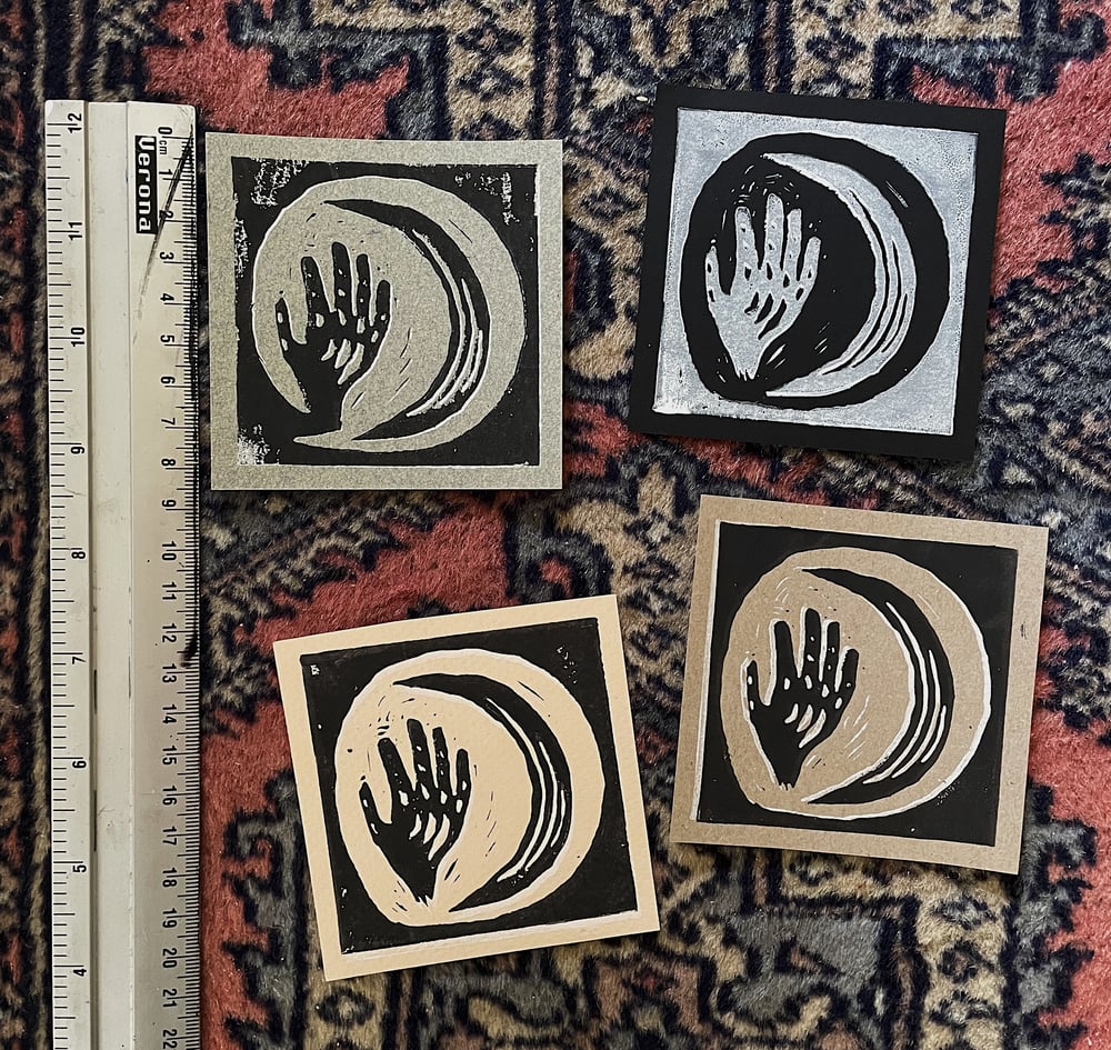 Moon hand - lino print