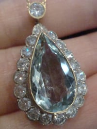 Image 3 of Modern 18ct yellow gold natural aquamarine 4.75ct & diamond 1.66ct drop necklace