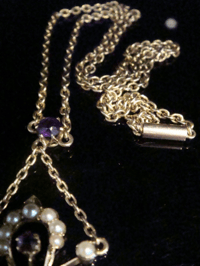 Image 2 of EDWARDIAN  15CT AMETHYST PEARL NECKLACE 10.7G