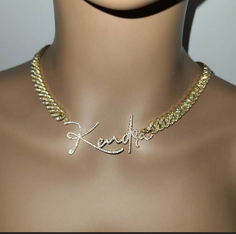 Image of Diamond script name necklace 