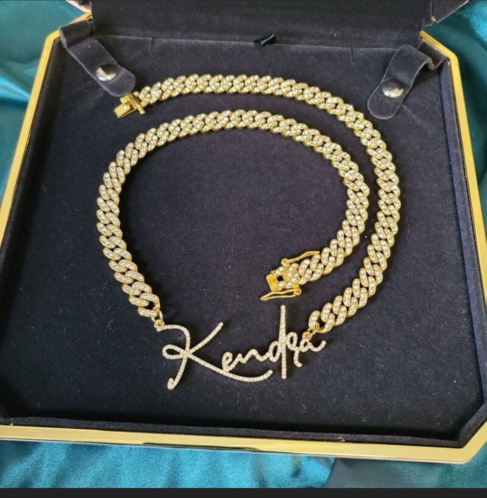 Image of Diamond script name necklace 