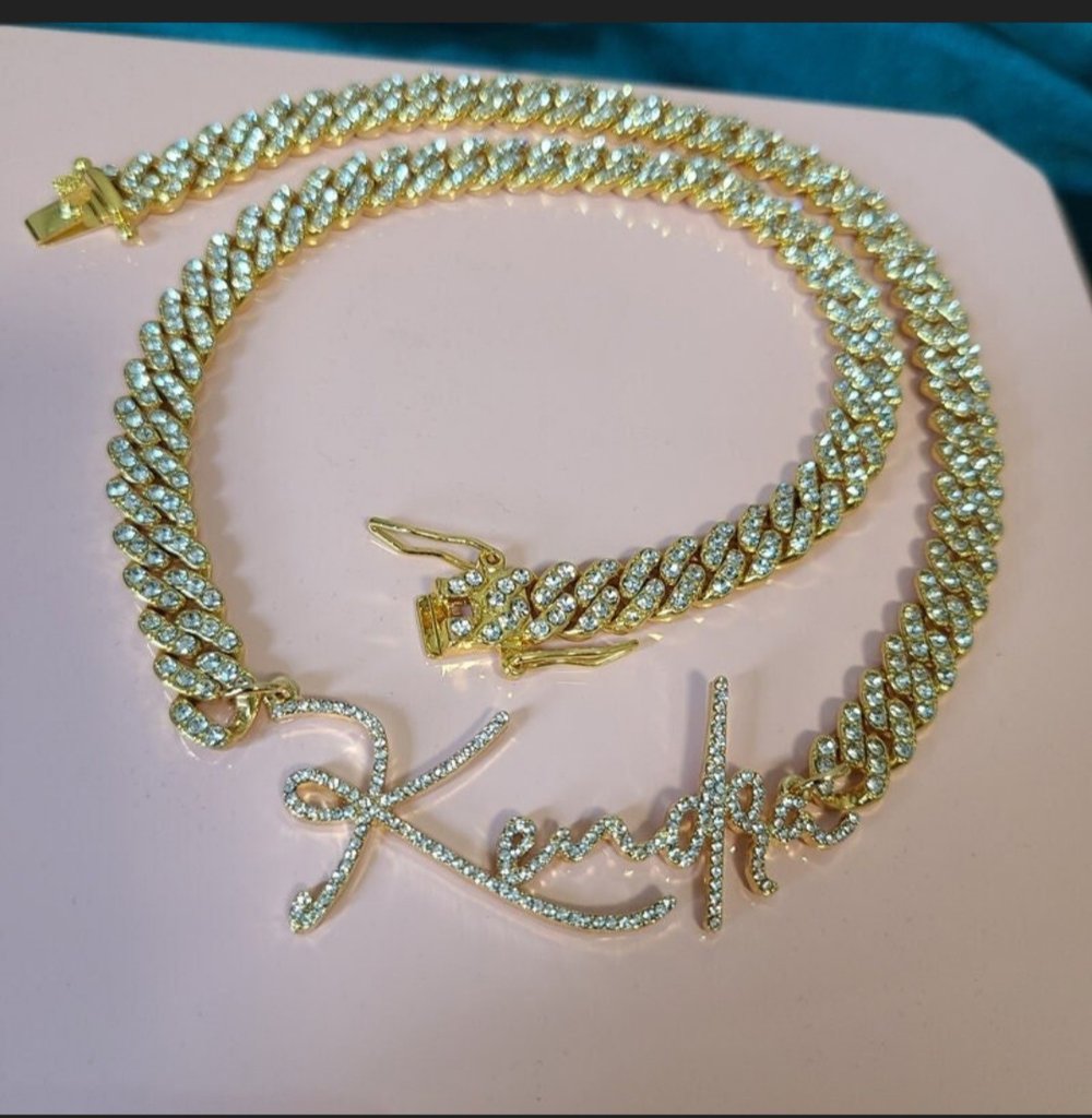 Image of Diamond script name necklace 