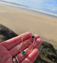 Image 2 of Hammered Copper Bejewelled Hoops 