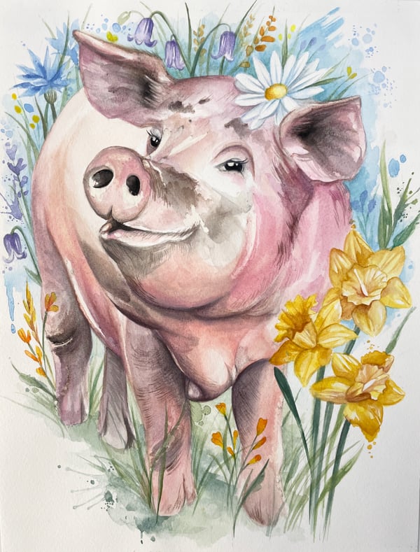 Image of Happy Pig A4 size 
