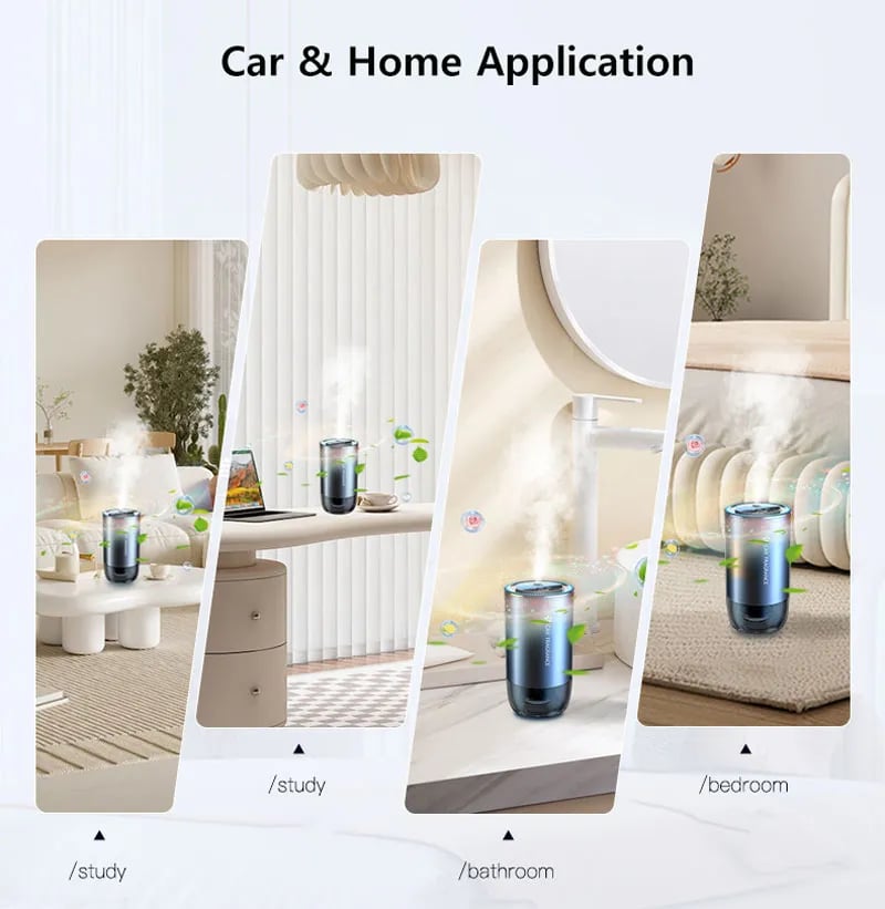 Aromatherapy Car And Home Air Refresher with LED Light A Romantic Perfume Auto Air Purifier