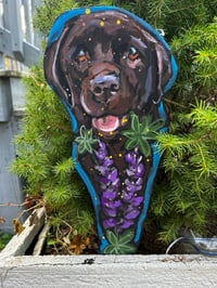 Image 1 of Chocolate Lab Lupine Garden Fairy Folk Art