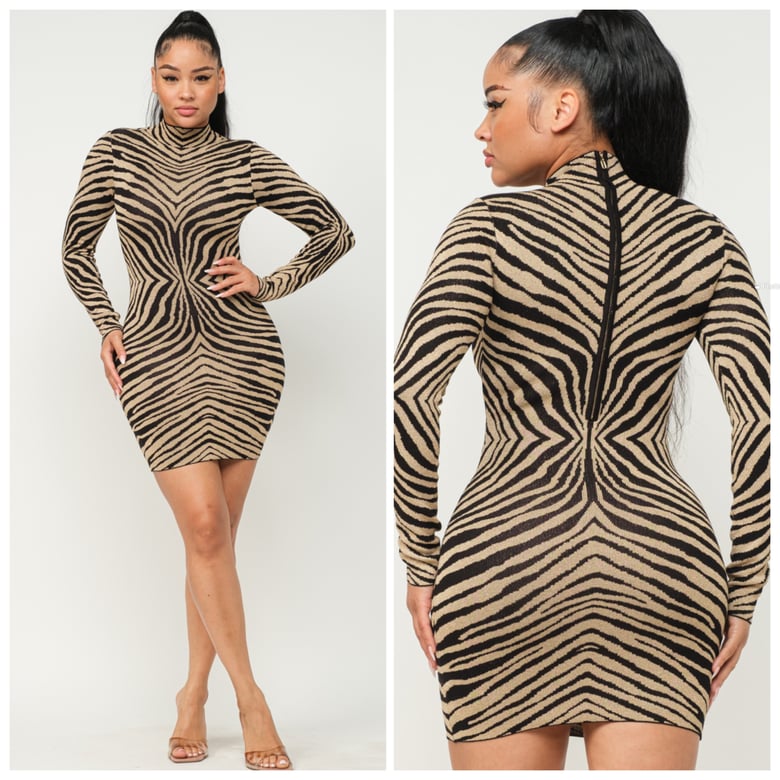 Image of Brown zebra dress