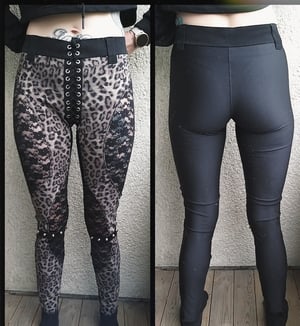 Image of Leopard spandex pants with lace