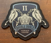 Image 1 of Double Horse 3" x 3.5" woven patch