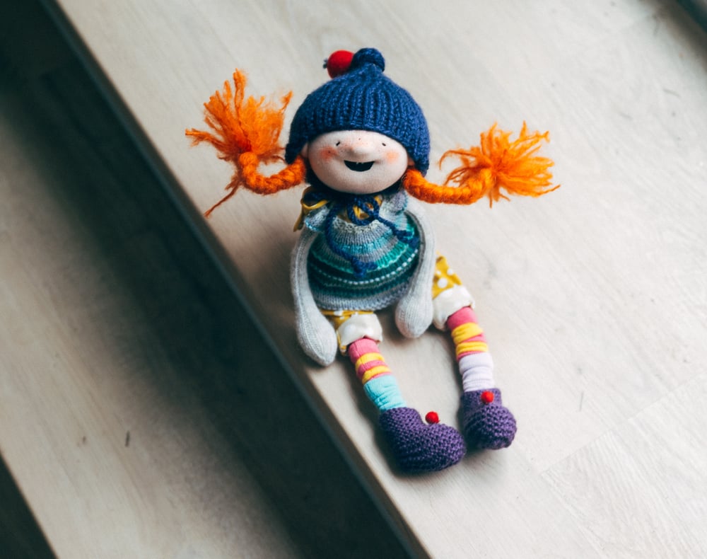 Image of Pippi - Wool Filled Sculpted Sock Doll with weighted bum and removable clothing