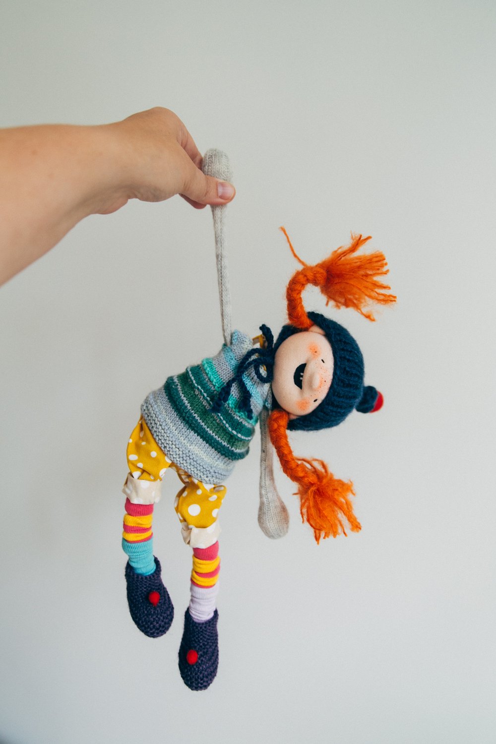 Image of Pippi - Wool Filled Sculpted Sock Doll with weighted bum and removable clothing