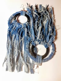 Image 5 of Afrocentric, Fabric earrings, Denim Tassel earrings, Handmade earrings