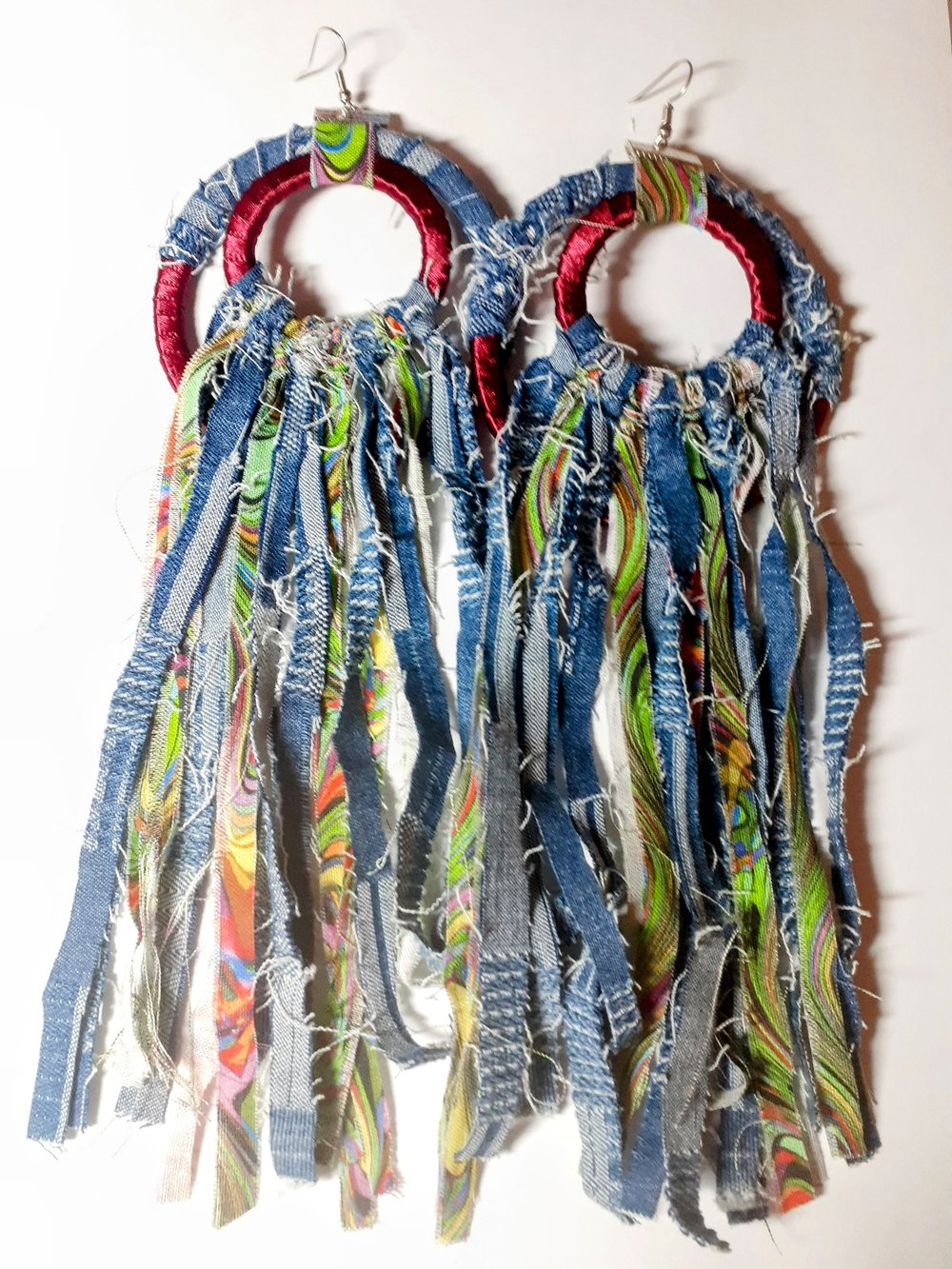 Image of Sunburst, Afrocentric earrings, Tassel earrings, African fabric earrings, Gift for her